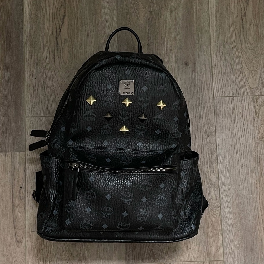 MCM LargeBackpack with gold and black studs unisex